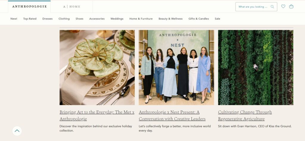 Anthropoligie blogging for local audience