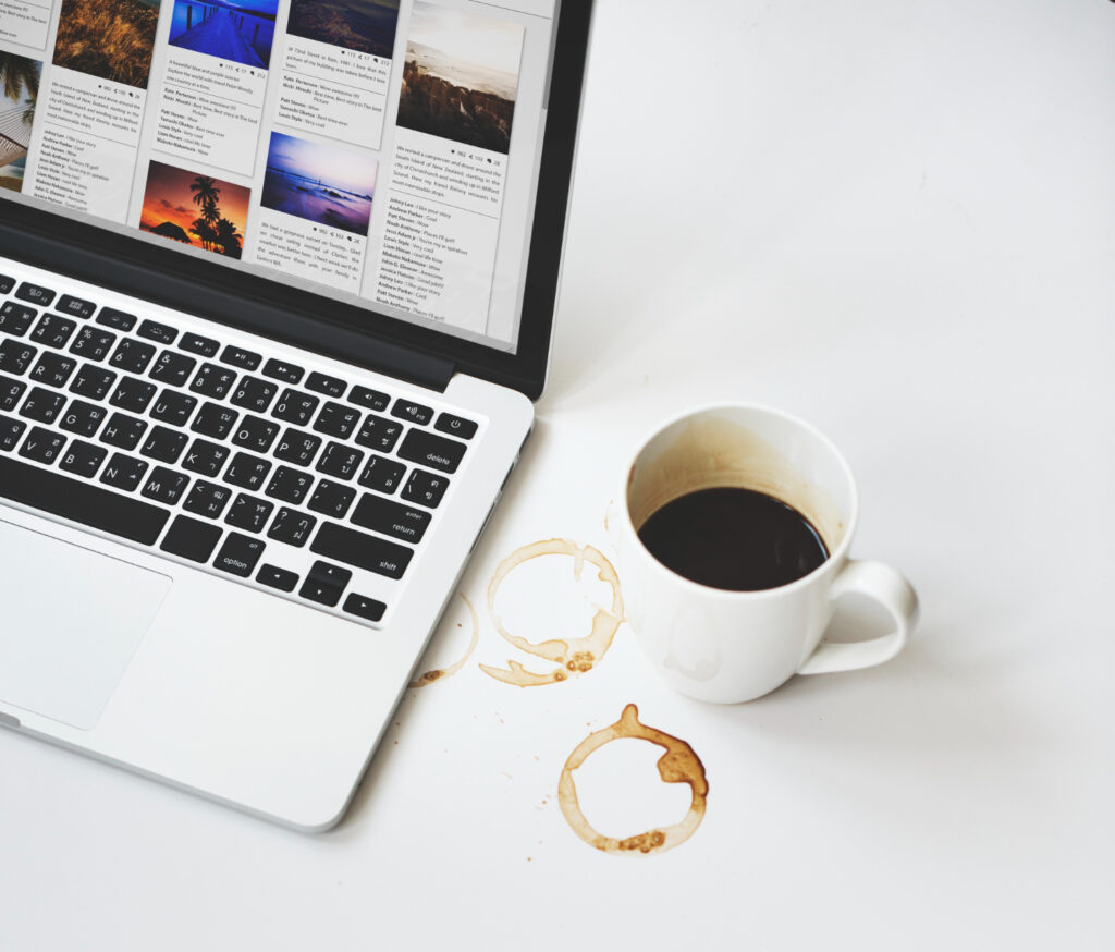 blog strategy process laptop and coffee