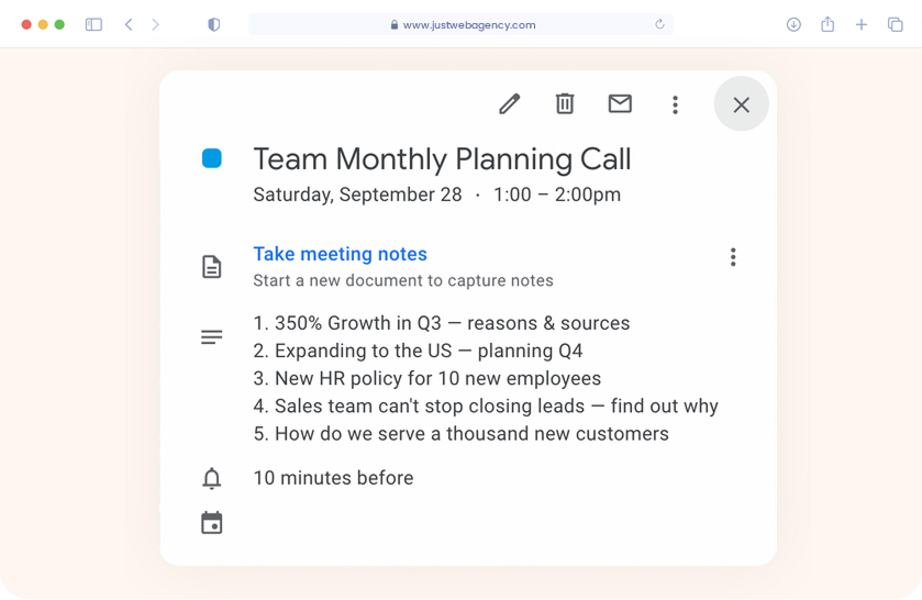 Monthly call, if you work with us