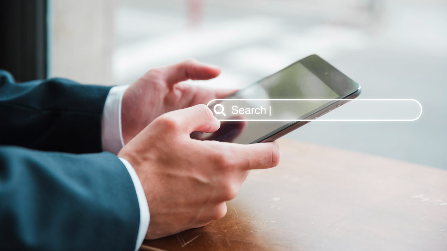 man using search engine on phone