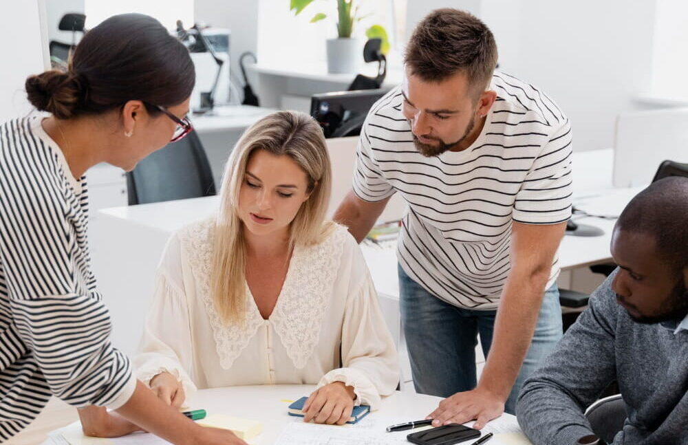 team during project discussion